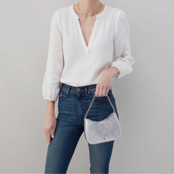 HOBO Silver Crossbody Bag with Chain Accent - Picture 4 of 4